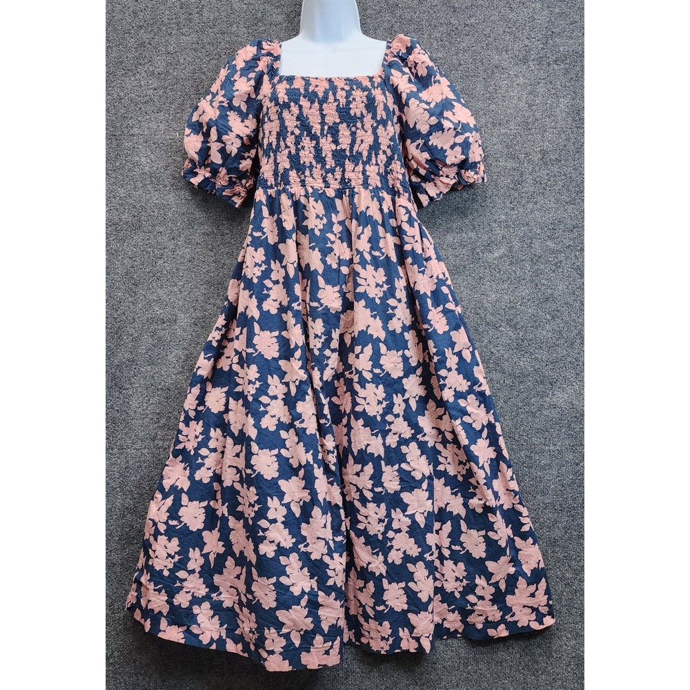 The Nines by HATCH Womens Floral Smocked Puff Sleeve Cottagecore Midi Dress XL